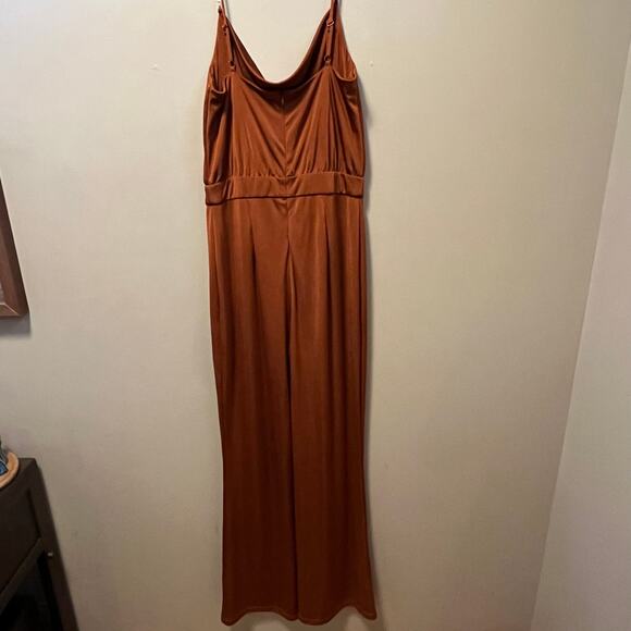 Jason Wu Emmett Burnt Orange Rhinestone Cowl Neck Jumpsuit Size Medium - Picture 6 of 7